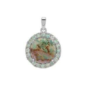 Pendentif en argent sterling plaqué rhodium avec breloque en aquaprase et breloque en béryl Aquaiba, 10,05 carats - Product Image 1