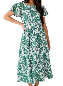 Robe d'été décontractée tendance pour femmes, imprimé floral vert, idéale pour les fêtes sur la plage, les sorties en boîte de nuit et le port quotidien, offerte aux meilleurs prix - Product Image 6