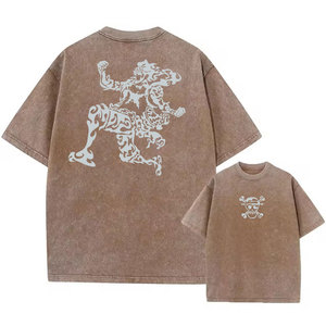 Camiseta de punto con lavado ácido personalizada para hombre, estilo vintage, estampada, 100% algodón, ecológica, transpirable, para verano. - Product Image 5