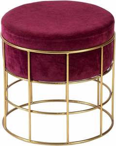 Taburete Otomano Redondo de Metal, Mueble para Sala de Estar, Taburete de Oficina, Otomano de Terciopelo, Reposapiés, Puff, Decoración para el Hogar - Product Image 1