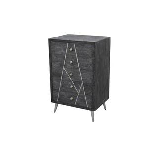 Commode moderne à 5 tiroirs en bois de manguier massif et acier inoxydable avec dossier en MDF pour la chambre à coucher et le stockage en entrepôt hospitalier - Product Image 4