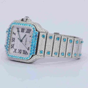 นาฬิกาฮิปฮอปสุดหรูขายดีที่สุด ผลิตตามสั่งด้วยเหล็กกล้าไร้สนิม ประดับเพชร VVS คุณภาพสูงจากห้องปฏิบัติการ หน้าปัดแสดงผลแบบอนาล็อก - Product Image 5