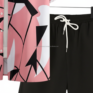 Chemise à imprimé géométrique pour homme sur mesure OEM - Rose abstrait multicolore pour l'été - Product Image 5