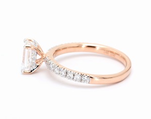 Anillo de compromiso de diamante cultivado en laboratorio de 1,41 quilates, corte esmeralda, claridad de color EF, Color 14K, oro rosa, joyería nupcial certificada - Product Image 2