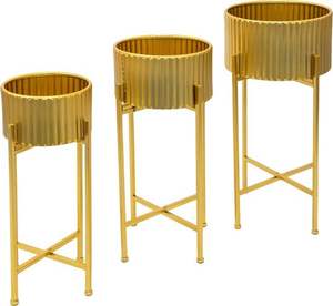 Juego de 2 macetas metálicas con soporte de hierro para decoración artística de plantas e interiores bohemios coloridos - Product Image 3