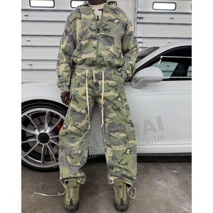 Custom Oversized <b>Camouflage</b> Sweatsuit <b>Cargo</b> <b>Pants</b> Zip Hoodie Jacket Set Baggy Streetwear Tracksuit Men Winter DDP Shipping - Product Image 3