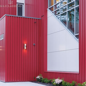 Revêtement mural <span class=keywords><strong>vertical</strong></span> léger et moderne GAJ, panneaux muraux extérieurs en aluminium rainuré ignifuge de 0,8 mm, revêtement PVDF - Product Image 3