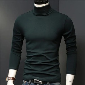 Suéter de Cuello Alto para Hombre, Color Sólido, 100% Algodón, Felpa, Transpirable, Ecológico, Manga Larga, Invierno 2023 - Product Image 6