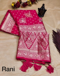 ล่าสุดออกแบบบริสุทธิ์นุ่มผ้าไหมสารีที่มีความสวยงามที่อุดมไปด้วย Pallu และ Jacquard ทำงานบนทั่ว Saree ขายส่งโรงงานอุปทาน - Product Image 6