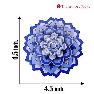Sous-verre en bois naturel imprimé avec un style bohème, design artisanal écologique pour la protection et la décoration de table à prix de gros - Product Image 6