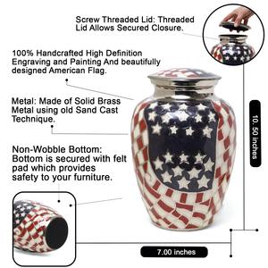 Urne de crémation classique pour adultes Style américain laiton noir doré gravé mémorial conteneur de cendres 10 "hommes femmes cercueil funéraire humain - Product Image 2