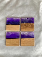 Dessous de verre personnalisés en bois d'acacia, ensemble de tapis époxy rivière en résine turquoise, cadeau d'Halloween gravé sur mesure