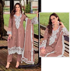 Tela Paquistaní de Lujo con Bordado de Lentejuelas y Zarkan para Mujer, Ideal para Fiestas y Regalos, de Proveedor Indio - Product Image 1