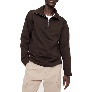 <b>Men's</b> High Quality Quarter <b>Zip</b> <b>Sweatshirt</b> OEM Custom logo Embroidery Unisex <b>Sweatshirt</b> Heavyweight <b>Half</b> <b>Zip</b> <b>Men</b> <b>Sweatshirts</b> - Product Image 2