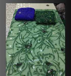 ผ้าลูกปัดเพทายหรูหราทำด้วยมือโพลีเอสเตอร์100% ส่งออกจากผู้ผลิตเสื้อผ้าอินเดีย - Product Image 2