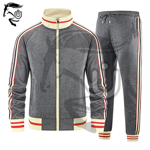 Ensembles de survêtements sportifs d'hiver pour hommes en polyester/coton polaire 300g, manches longues, fermeture éclair intégrale, taille élastique, séchage rapide, respirant - Product Image 6
