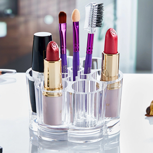 Organizador de Cosméticos de Acrílico Transparente con Diseño de Margarita, Moldeado por Inyección, Ecológico, para Brochas de Maquillaje, Almacenamiento de Lápiz Labial, de Fábrica - Product Image 1