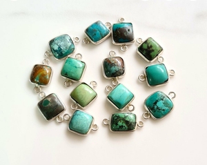 Qualité AA Chrysoprase 7x14mm Marquise Forme Pierres Précieuses Lunette Ensemble Double Bail Argent Plaqué Or Connecteur Pour La Fabrication De Collier - Product Image 3
