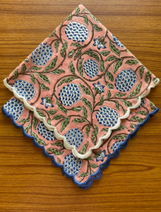 Khăn Vải Cotton In Hoa Đẹp Hình Khối Tay Ấn Độ Khăn Ăn Thêu Màu Hồng Cá Hồi Đậm, Màu Xanh Lá Cây Xô Thơm, Màu Xanh Dương Delft - Product Image 4