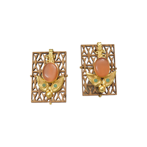 Boucles d'oreilles en pierre de bois naturel en laiton de qualité supérieure bijoux pour filles et femmes disponibles au prix de gros en Inde - Product Image 1