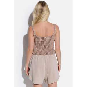 Blusa Corta Informal de Punto con Tirantes Finos y Mangas Cortas, Logotipo Frontal, 100% Acrílico, Modelo 00334 - Product Image 4