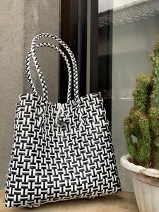 Wholesale New Fashion <b>Women's</b> Handmade Woven <b>Bag</b> Premium Plastic Material Handbag Lurik Pattern Made Recycled Weaving Apparel - Product Image 2
