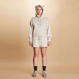 เสื้อมีฮู้ดผ้าฝ้าย100% เฮฟวี่เวทสำหรับผู้ชายพิมพ์ลายสีทึบแนวสตรีทแวร์พร้อมหูสปริง - Product Image 1