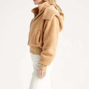 High Quality Polar <b>Sherpa</b> Hoodie Custom Logo Printing Loose Fit Tops with Solid Color Full Zipper <b>jacket</b> for <b>men</b> and women - Product Image 4