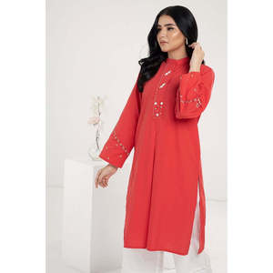 Blusa Roja de Popelina con Hilo Teñido y Bordado para Mujer, Estilo Coreano Formal Largo, a Cuadros, Talla XL, para Fiestas de Primavera y Otoño, Hecha de Viscosa - Product Image 3