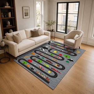 <b>RUGS</b> DEPOT LXDP-0472 Wholesale Charcoal Grey Contemporary Abstract Digital Printed Machine Washable Chenille Area <b>Rug</b> <b>Non</b> <b>Slip</b> - Product Image 2