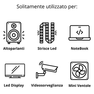 Adattatore di alimentazione universale 12V 24W trasformatore in plastica 2 Ampere stabilizzato - Product Image 2