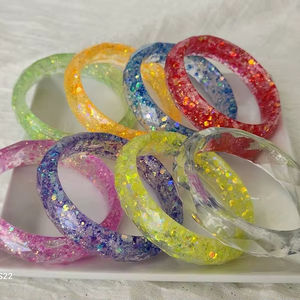 Nuevas Pulseras de Moda Europeas y Americanas para Mujer, Coloridas, Brillantes, con Diamantes Geométricos, Simples, Apilables, de Acrílico Ecológico - Product Image 1