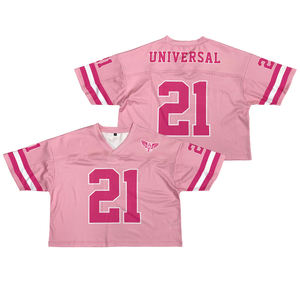 Personnalisé Street Wear maillot de football américain mode Sublimation impression rose femmes conception maille Boxy Fit chemises rivalités maillot - Product Image 1