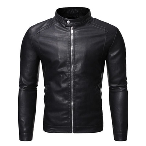 <b>Light</b> weight Men Leather Jacket Durable Casual Plain Windproof Leather Fashion Jacket - Product Image 6