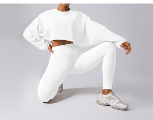 Aoyema Vente en gros Pull court décontracté à manches longues respirant pour femmes Logo personnalisé Haut court pour femmes T-shirt Tops de sport - Product Image 6