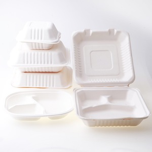 8x8 "3 Compartments Biodegradable Takeaway <b>Boxes</b> Eco-Friendly Biodegradable Food Plates Take Away Food Container - Product Image 1