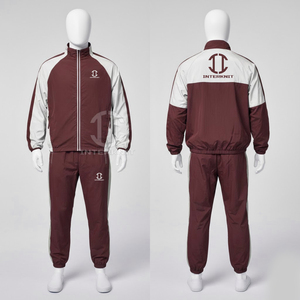Conjunto Deportivo Personalizado Colorblock con Cierre para Hombre, de Alta Calidad, Impermeable, con Dobladillo Ajustable, 2 Piezas, Estilo Urbano - Product Image 2