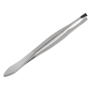 Venta al por mayor de herramientas de belleza pinzas de acero inoxidable espejo pulido plata inclinado pinzas para cejas con etiqueta privada personalizada - Product Image 5