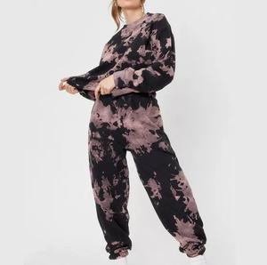 Pas cher prix imprimé Sublimation survêtement cravate teinture respirant léger 100% coton haut tendance cravate teinture femmes survêtement - Product Image 1