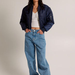 Chaqueta Bomber Personalizable para Mujer con Cremallera, Ecológica, de Secado Rápido, Transpirable, Talla Grande, Informal, para Invierno, Color Personalizado OEM - Product Image 5