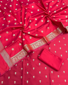 Elegante Traje Banarasi Katan para Mujer, Conjunto de Kurti de 3 Piezas Sin Coser, Vestido Tradicional Indio para Fiesta, Festival, Boda, Secado Rápido - Product Image 5