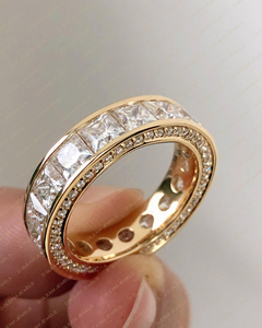 Anillo de compromiso y boda étnico de plata de 14 quilates con circonita cultivada en laboratorio certificada por IGI, 5.02 ct, VS1-VS2, corte brillante, engaste de garras, alta calificación - Product Image 3