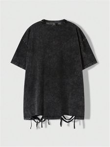 Camiseta de algodón lavado ácido de gran tamaño 250Gsm peso pesado a granel Stock camiseta para hombres camisetas Vintage en blanco personalizadas para hombres - Product Image 5