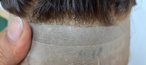 Perruque Lace Front OME Hair 100% Cheveux Humains Indiens Lisses Non-Remy Bonnet Octogonal Nœuds Blanchis Ligne de Cheveux Naturelle Sans Colle - Product Image 5