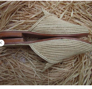 Moroccan Handmade <b>Shoes</b> Made of Natural Raffia Coustmized Natural Raffia slippers - Product Image 2