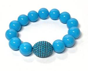 Pulsera de Cuentas de Resina Gruesas en Tono Ámbar de Moda, con Detalles Dorados, Forma Redonda y Cúbica, Joyería Hecha a Mano, Pulsera Elástica Brillante y Atrevida - Product Image 5