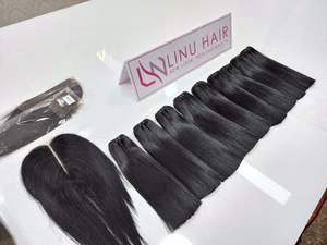 Extensiones de cabello humano vietnamita para hacer pelucas para mujeres negras, color negro - Product Image 5