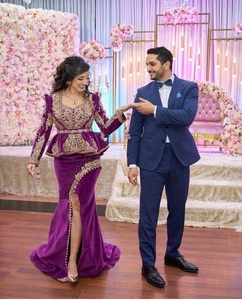 NUEVO VESTIDO DE DISEÑADOR PÚRPURA DE 2017 sobre tela de terciopelo CON cuentas de cristal adornadas, piedra, trabajo Dabka PARA boda = 2025 - Product Image 1
