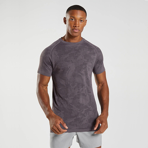 Camiseta ajustada al por mayor logotipo personalizado 100% poliéster Camisetas cuello redondo ropa de entrenamiento camisas de hombre impresas personalizadas de calle alta - Product Image 3