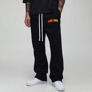 Pantalon sur mesure 100% coton pour hommes couleur unie avec poches latérales pantalon de survêtement homme lavé sur mesure 100% coton lourd - Product Image 1